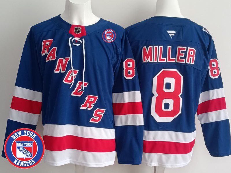 Men New York Rangers #8 Miller Blue 2025 Fanatics Home Premium NHL Jersey style 2->new york rangers->NHL Jersey